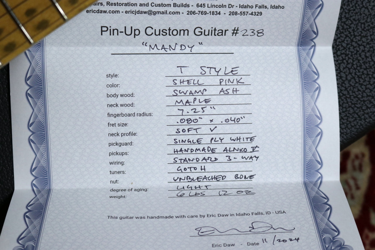 Eric Daw Custom Guitars #238 "MANDY" TL Shell Pink