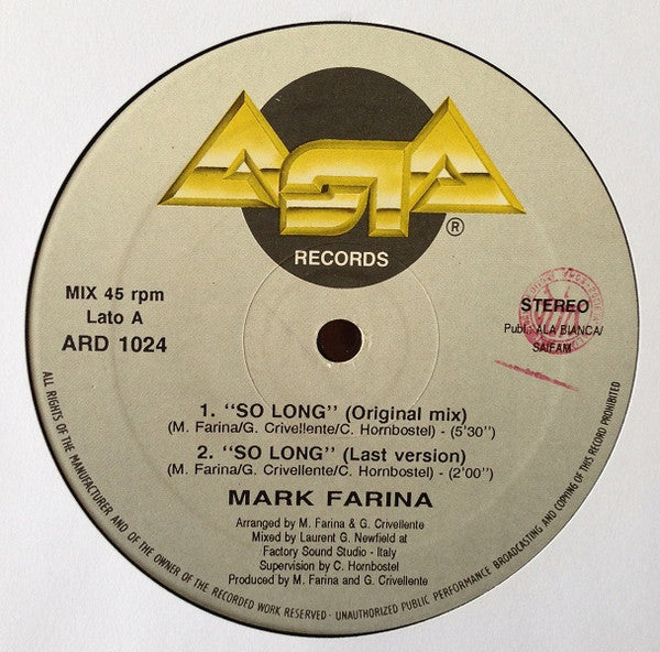 Mark Farina (2) - So Long (12"")