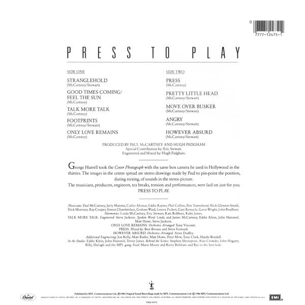 Paul McCartney - Press To Play (LP, Album, Gat)