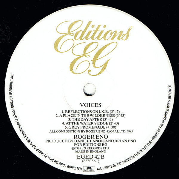 Roger Eno - Voices (LP, Album)