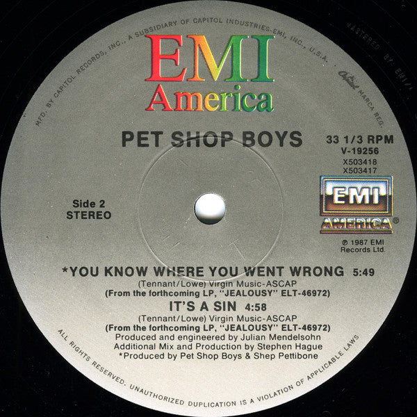 Pet Shop Boys - It's A Sin (12"")