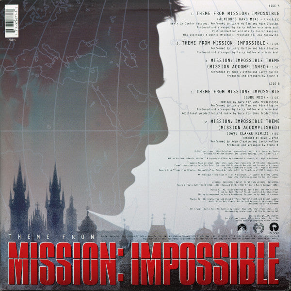 Adam Clayton & Larry Mullen - Theme From Mission: Impossible (12"")