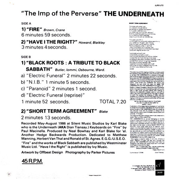 The Underneath - The Imp Of The Perverse (12"", Single)