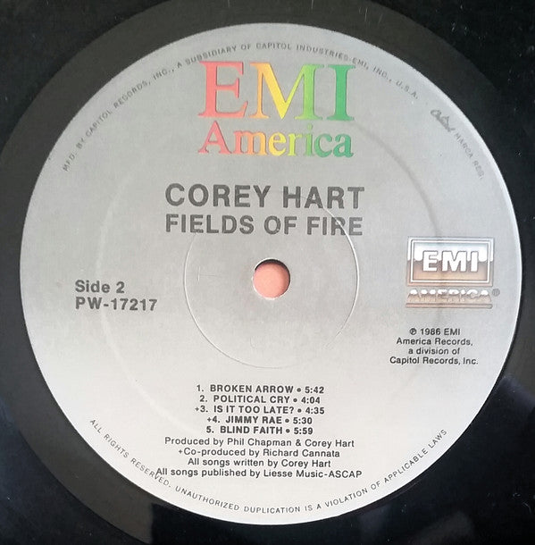 Corey Hart - Fields Of Fire (LP, Album)