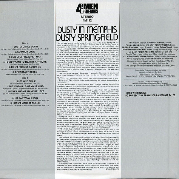 Dusty Springfield - Dusty In Memphis (LP, Album, RE, 180)