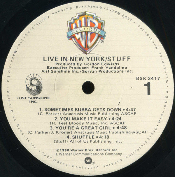 Stuff (2) - Live In New York (LP, Album, Los)