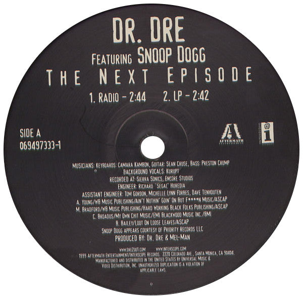 Dr. Dre Featuring Snoop Dogg - The Next Episode (12"")