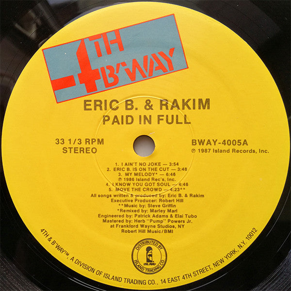 Eric B. & Rakim - Paid In Full (LP, Album)