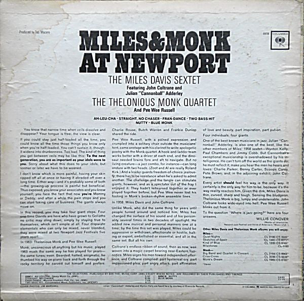 The Miles Davis Sextet - Miles & Monk At Newport(LP, Album, RE, Pit)