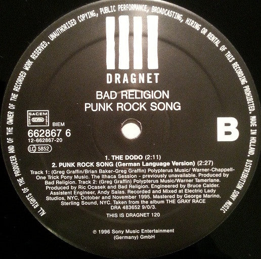 Bad Religion - Punk Rock Song (12"", EP)