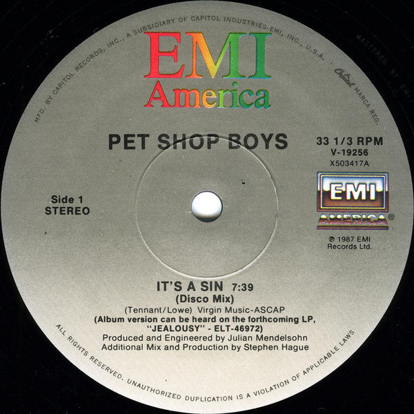 Pet Shop Boys - It's A Sin (12"")