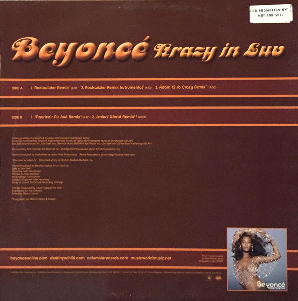 Beyoncé - Krazy In Luv (12"", Single, Promo)