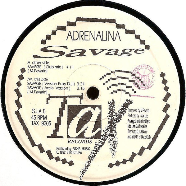 Adrenalina - Savage (12"")