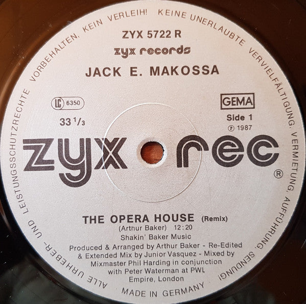 Jack E Makossa - The Opera House (The Remix) (12"")