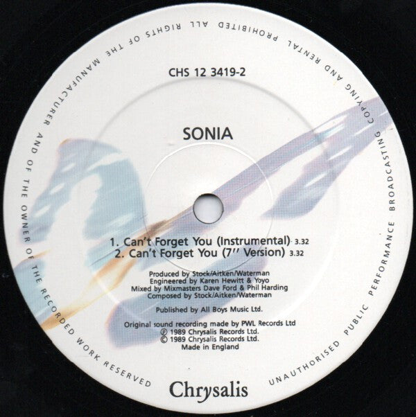 Sonia - Can't Forget You (12"")