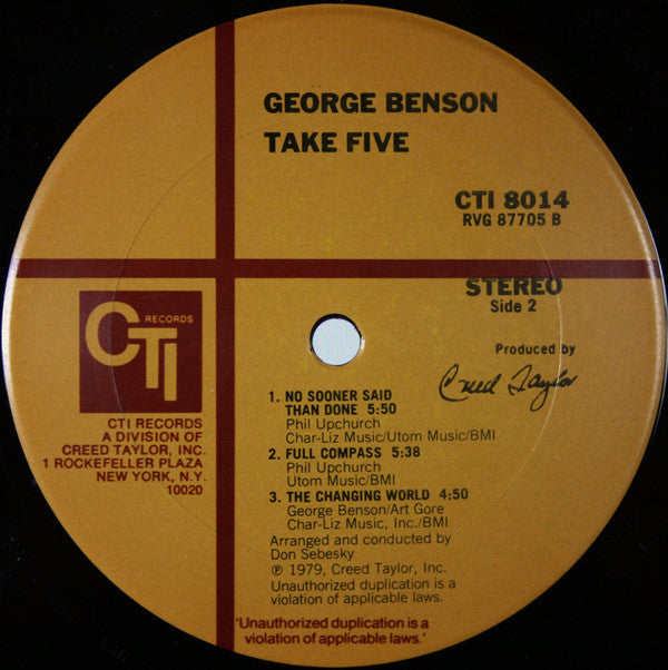 George Benson - Take Five (LP, Album, RE)
