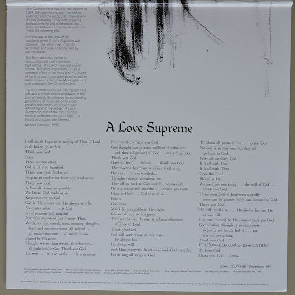 John Coltrane - A Love Supreme (LP, Album, Ltd, RE, RM, Gat)