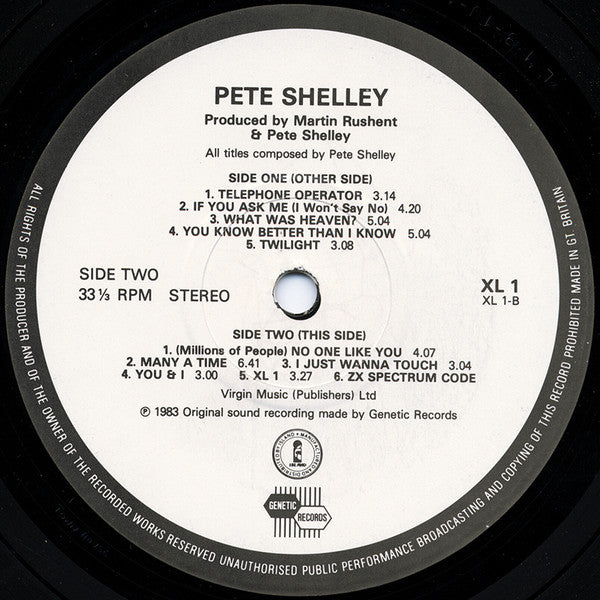 Pete Shelley - XL·1 (LP, Album, Enh)