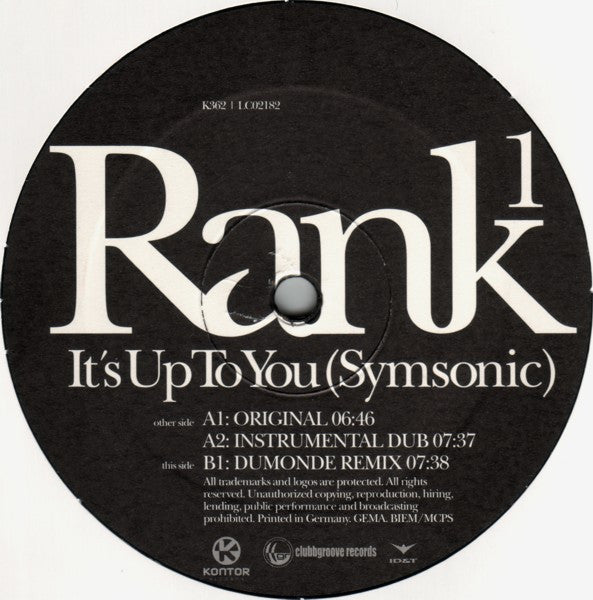 Rank1* - It's Up To You (Symsonic) (12"")