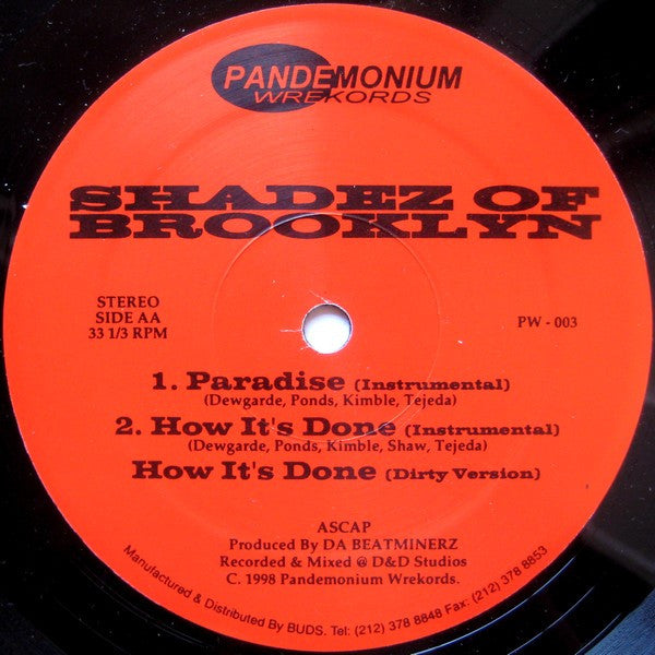 Shadez Of Brooklyn - How It's Done / Paradise / Wanted Men (12"")