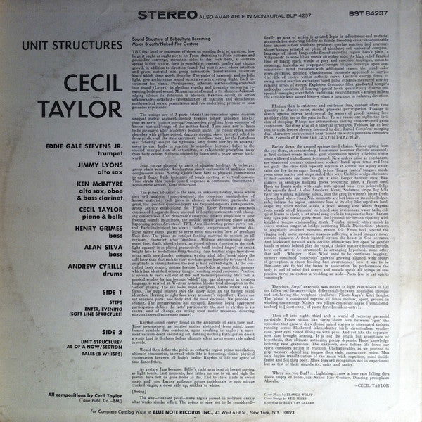 Cecil Taylor - Unit Structures (LP, Album)