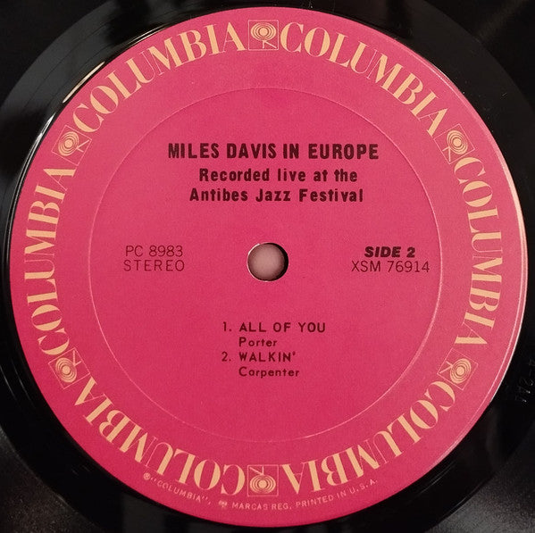 Miles Davis - Miles Davis In Europe (LP, Album, RE, Car)