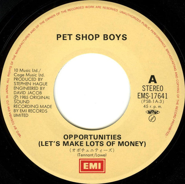 Pet Shop Boys - Opportunities (Let's Make Lots Of Money) = オポチュニティー...