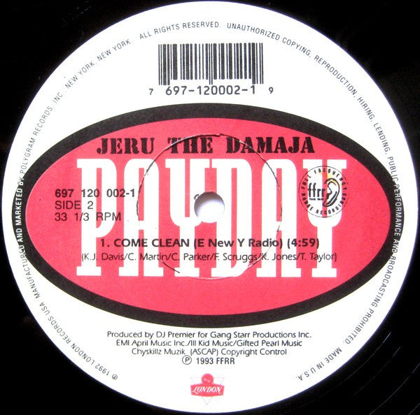 Jeru The Damaja - Come Clean (12"", Single)