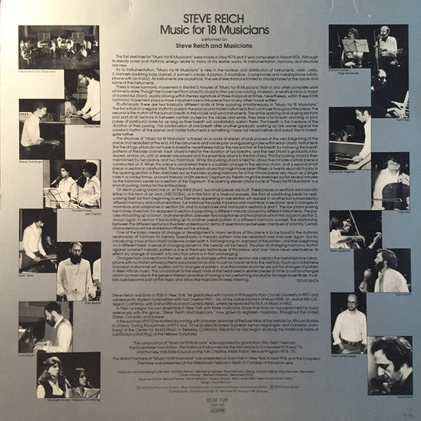 Steve Reich - Music For 18 Musicians (LP, Album)