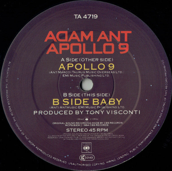 Adam Ant - Apollo 9 (Orbit Mix) (12"", Single)