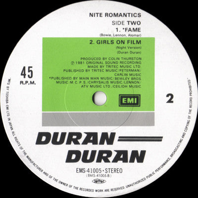 Duran Duran - Nite Romantics (12"")