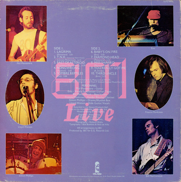 801 - 801 Live (LP, Album)