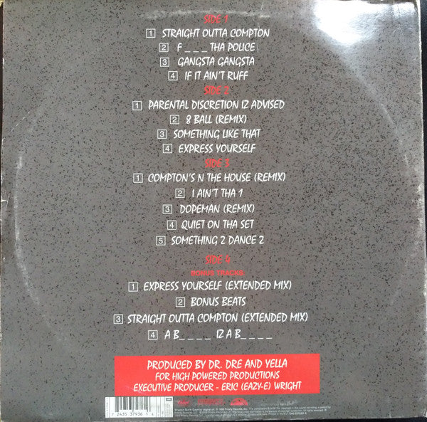 N.W.A* - Straight Outta Compton (2xLP, Album, RE, Gat)