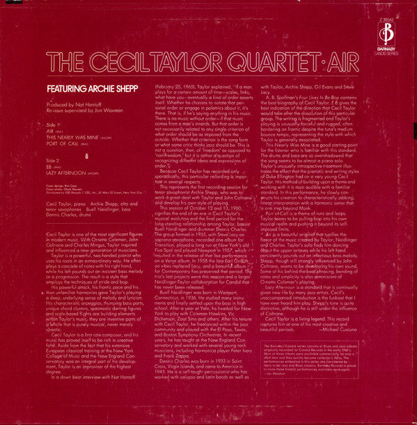The Cecil Taylor Quartet Featuring Archie Shepp - Air (LP, Album, RE)