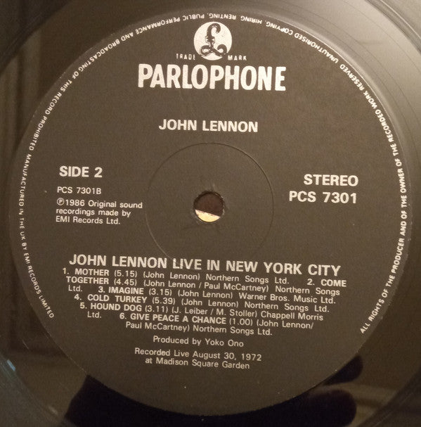 John Lennon - Live In New York City (LP, Album)