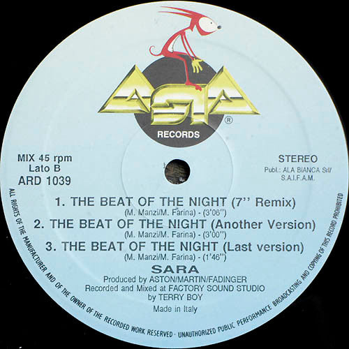 Sara (56) - The Beat Of The Night (12"")