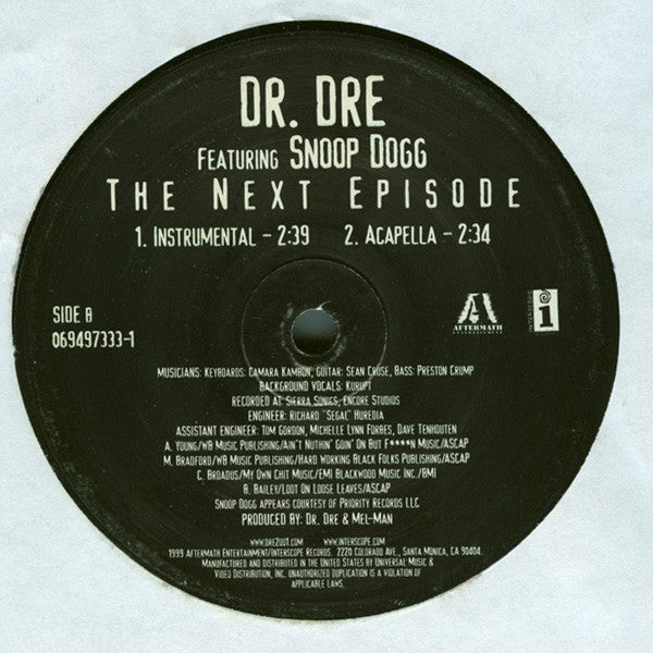 Dr. Dre Featuring Snoop Dogg - The Next Episode (12"")