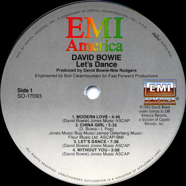 David Bowie - Let's Dance (LP, Album, Win)