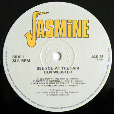 Ben Webster - See You At The Fair (LP, Album, RE)