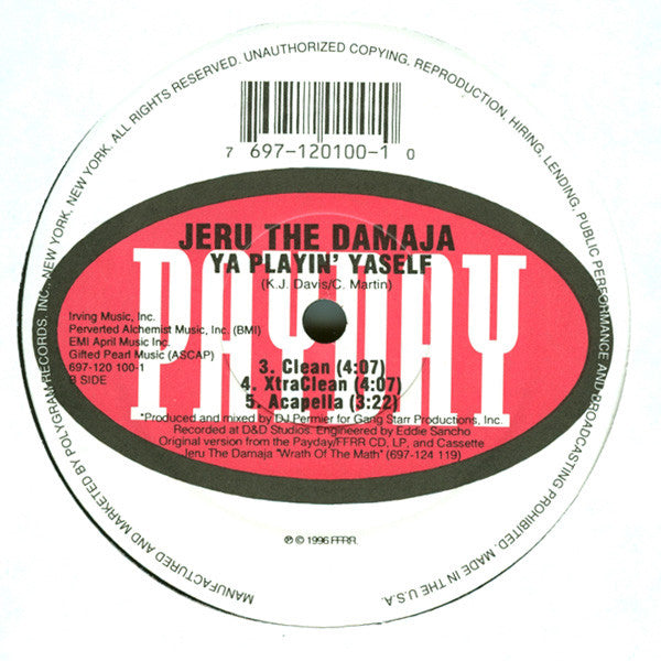 Jeru The Damaja - Ya Playin' Yaself (12"", Pic)