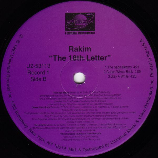 Rakim - The 18th Letter (2xLP, Album)