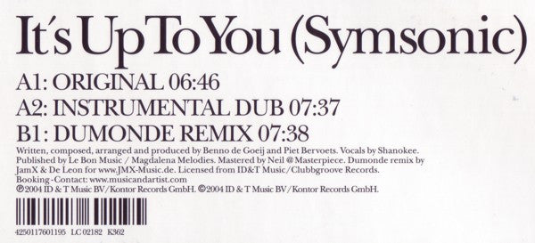 Rank1* - It's Up To You (Symsonic) (12"")