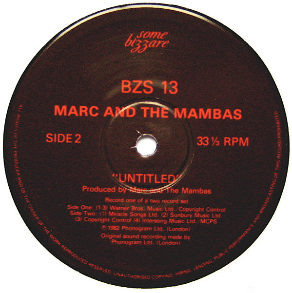 Marc And The Mambas - Untitled (LP, Album + 12"")