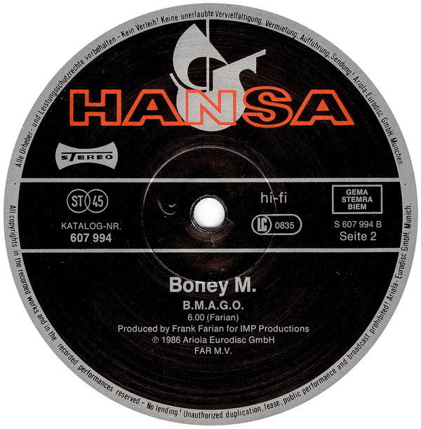 Boney M. - Daddy Cool - Anniversary Recording '86 (12"", Maxi)