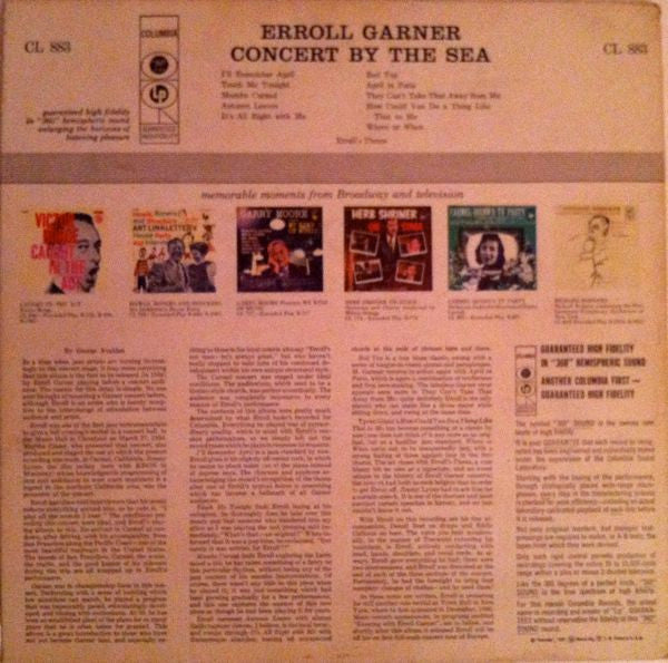 Erroll Garner - Concert By The Sea (LP, Album, Mono)