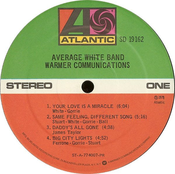 Average White Band - Warmer Communications (LP, Album, PR )