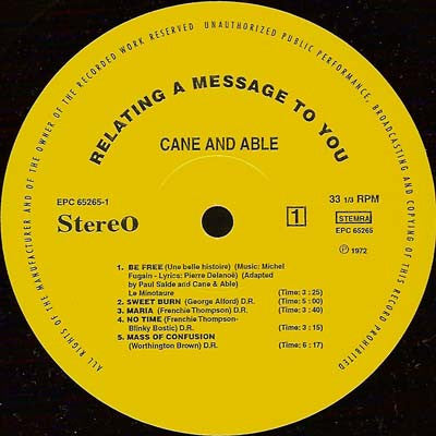 Cane And Able - Relating A Message To You (LP, Album, RE)