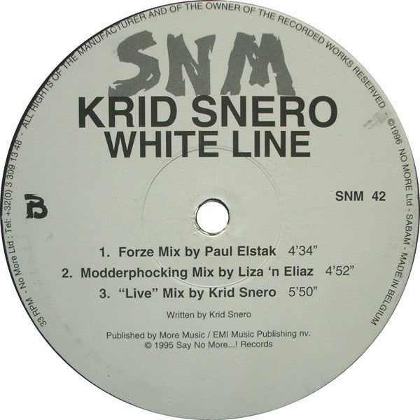 Krid Snero - White Line 1996 Remixes (12"")