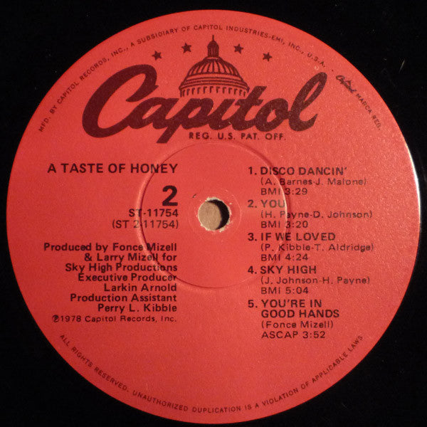 A Taste Of Honey - A Taste Of Honey (LP, Album, Win)