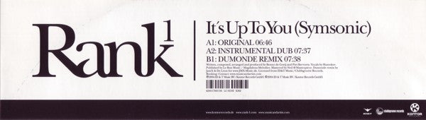 Rank1* - It's Up To You (Symsonic) (12"")